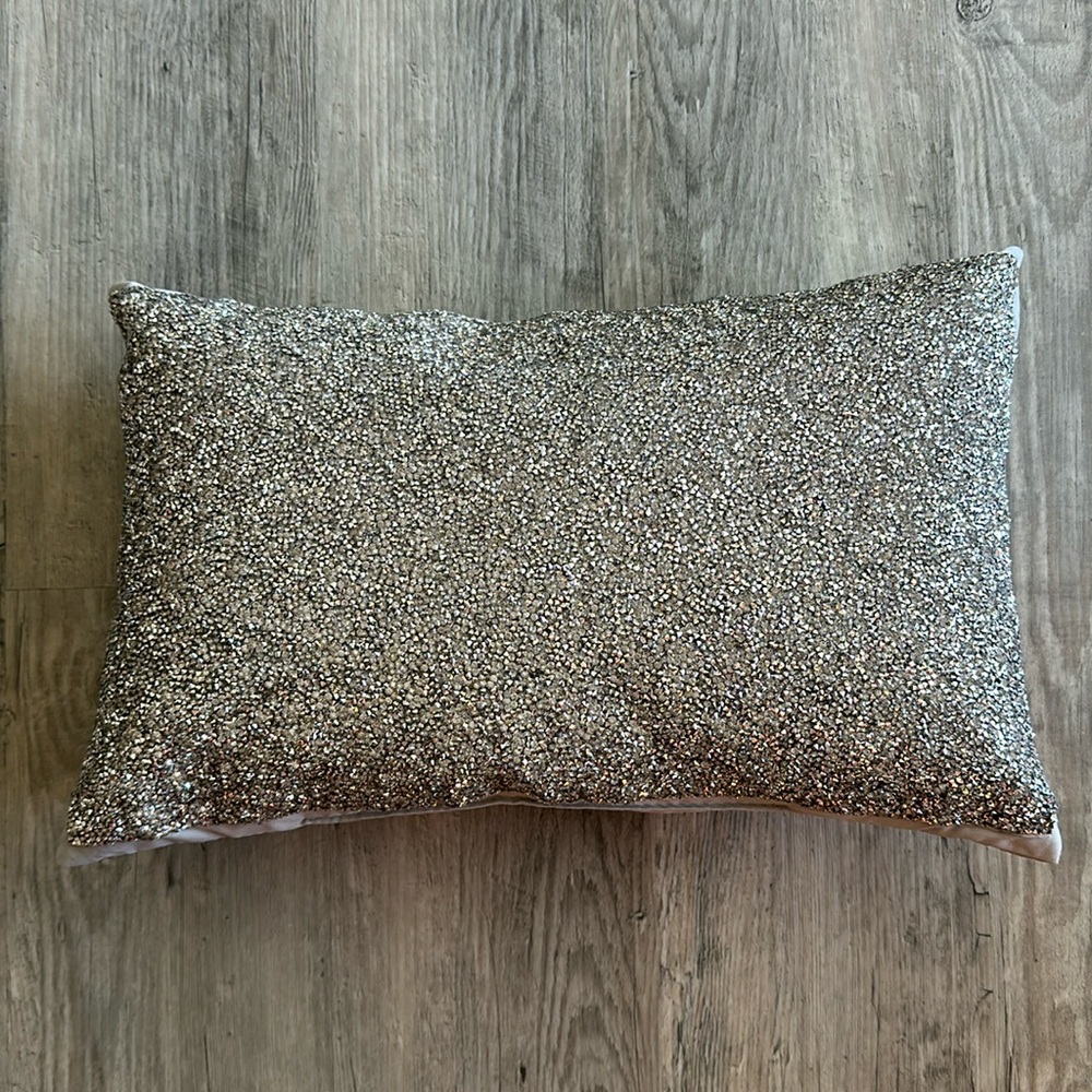 Silver sparkly throw pillow